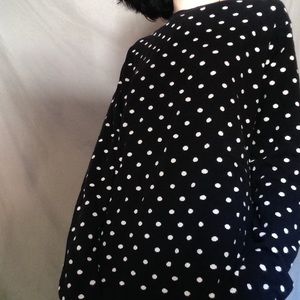 Navy and white polka dot cashmere sweater